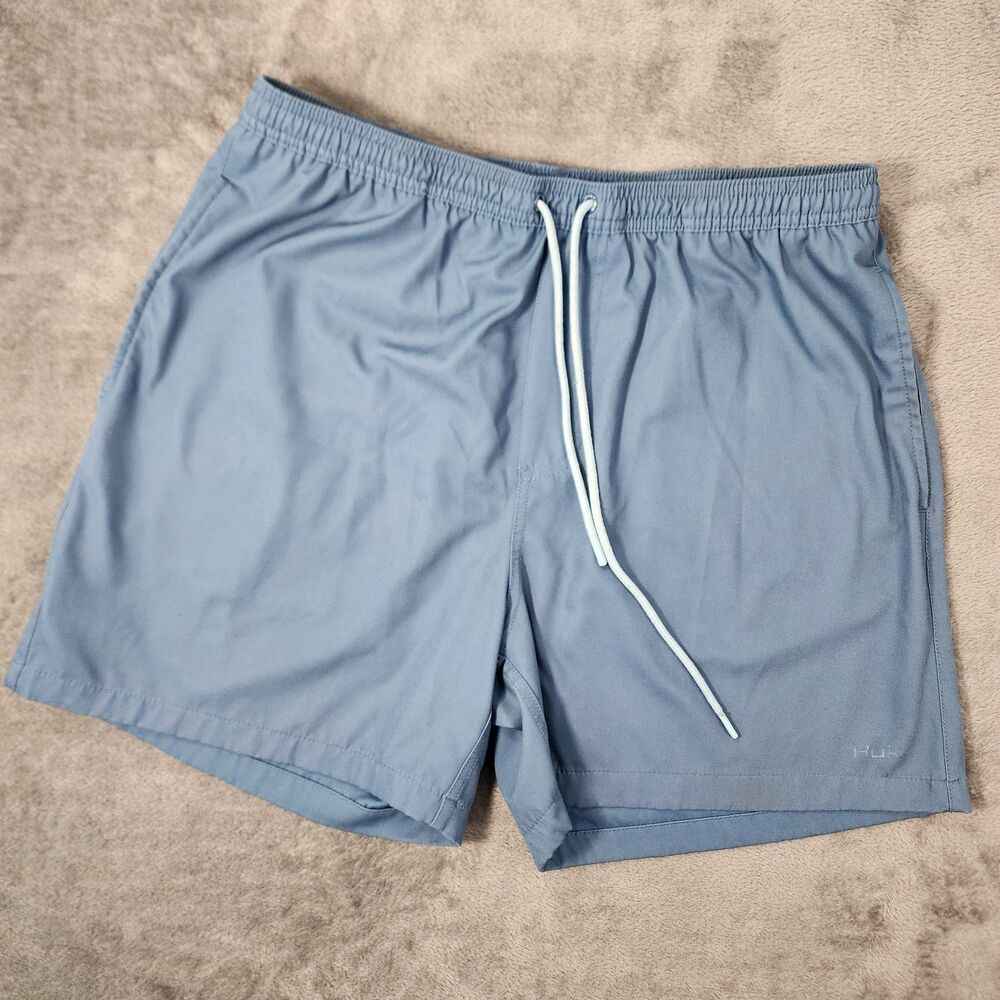Huk Mens Pursuit Volley Swim Trunks Shorts Blue Large Above Knee Lining Removed